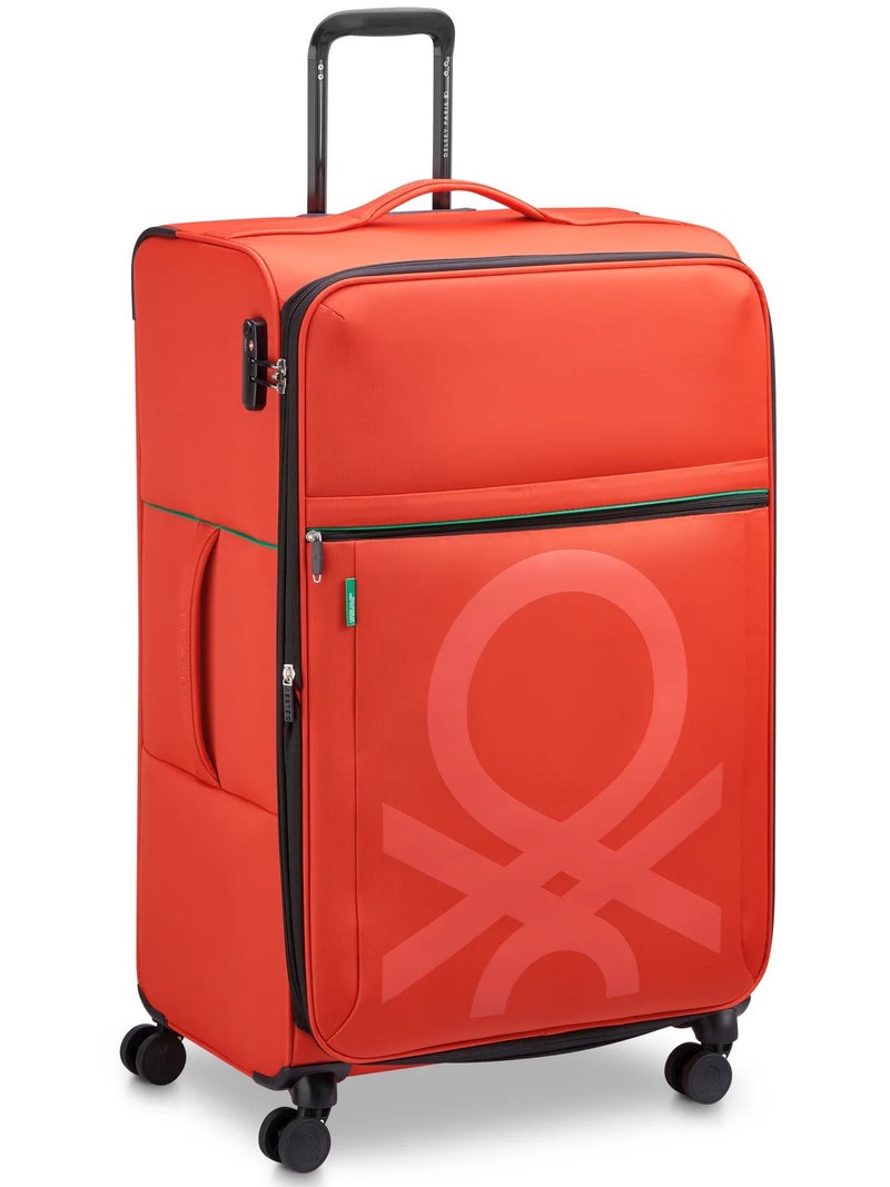 UNITED COLORS OF BENETTON Color Block 81 Cm 4-Double Wheeled Softside Expandable Check-In Luggage Trolley Case - Red - Image 2